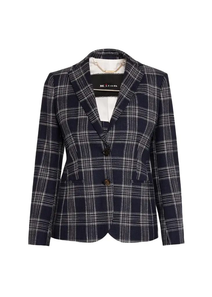 Plaid Silk-Cashmere Single-Breasted Jacket