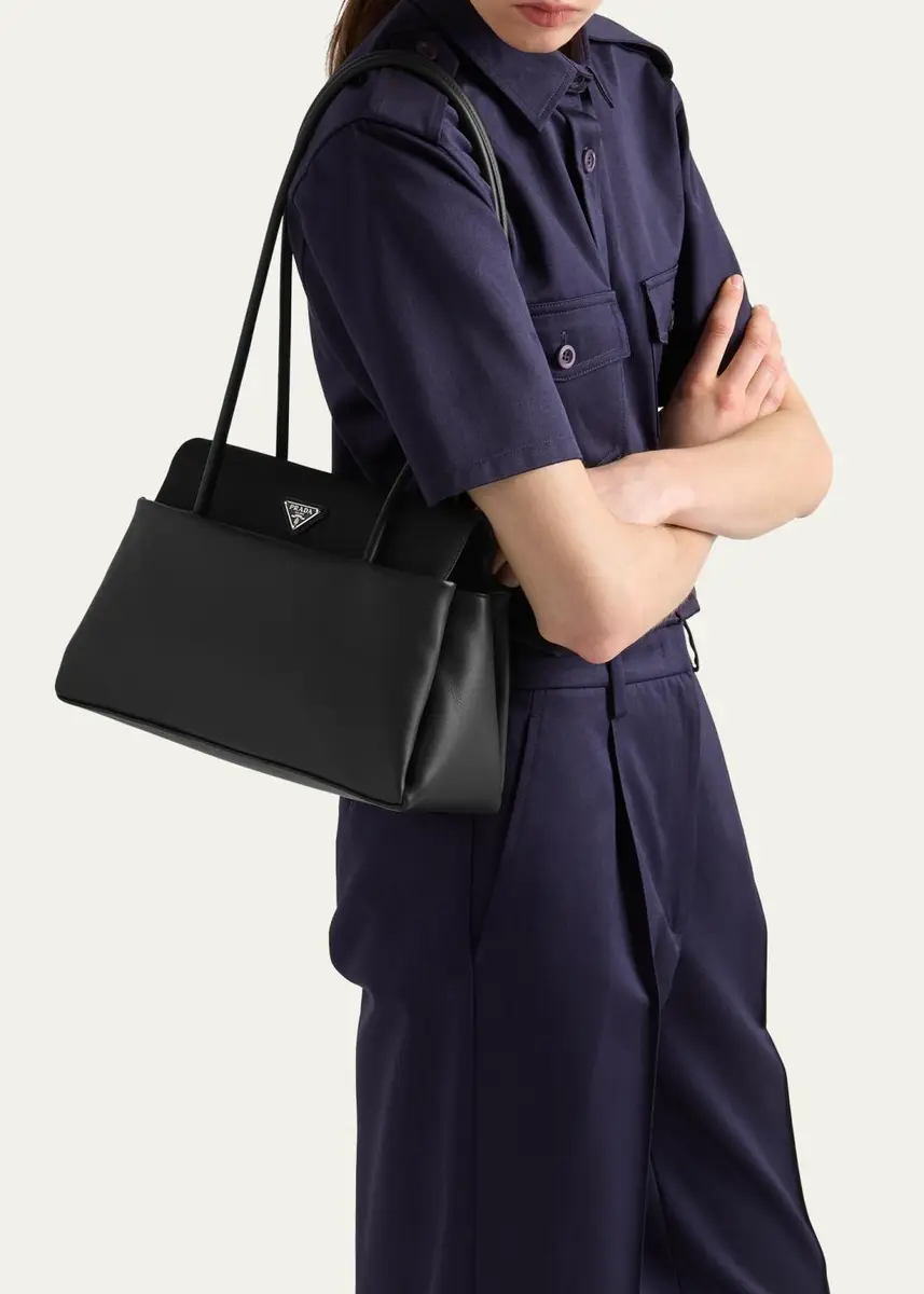 Prada Leather & Re-Nylon Flap Shoulder Bag | Thumbnail 2 Prada Leather & Re-Nylon Flap Shoulder Bag | Thumbnail 2