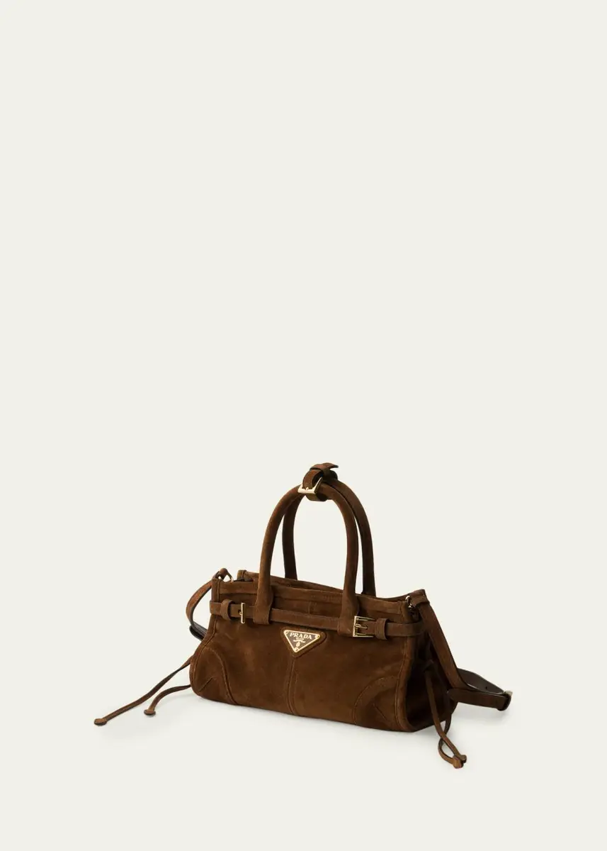 Prada Bonnie Belted Suede Top-Handle Bag | Thumbnail 3 Prada Bonnie Belted Suede Top-Handle Bag | Thumbnail 3