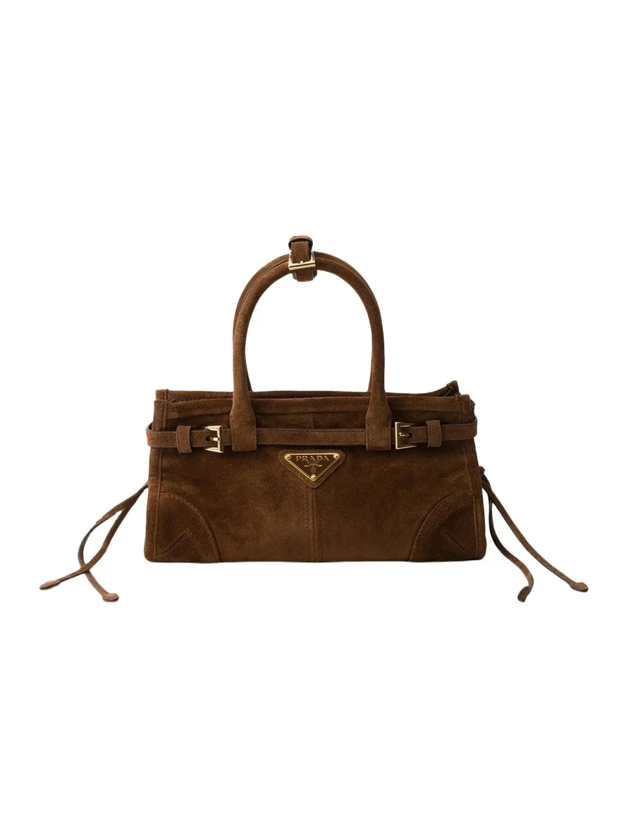 Prada Bonnie Belted Suede Top-Handle Bag