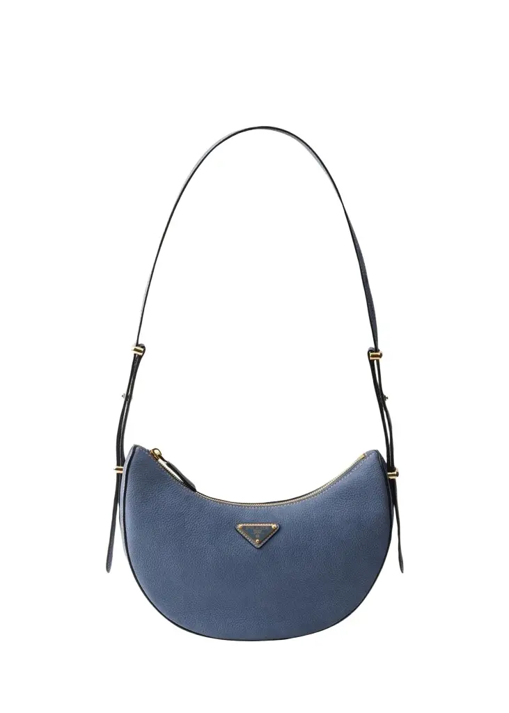 Prada Arque Nubuck Leather Half-Moon Shoulder Bag