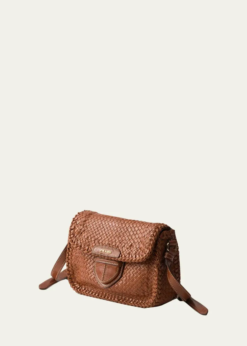 Prada Madras Woven Leather Crossbody Bag | Thumbnail 3