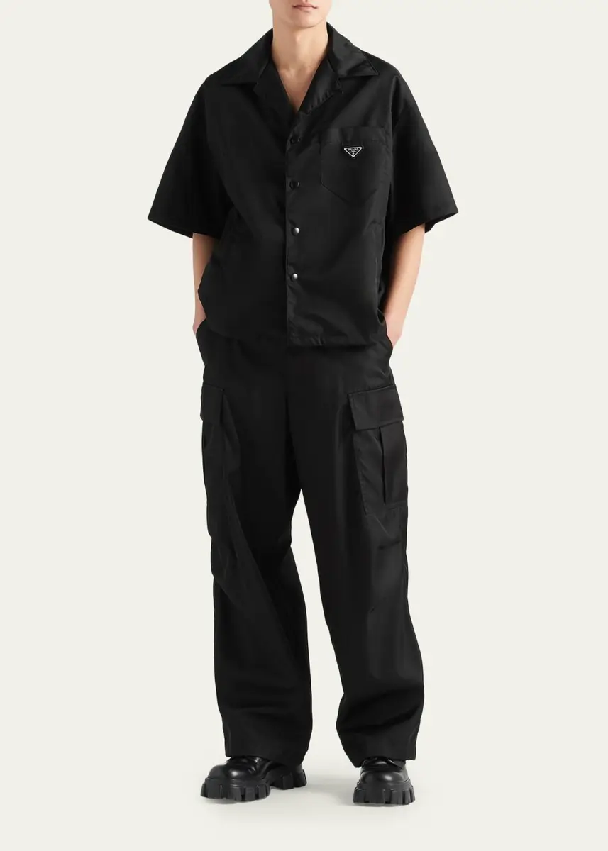 Prada Men's Re-Nylon Bowling Shirt | Thumbnail 2 Prada Men's Re-Nylon Bowling Shirt | Thumbnail 2