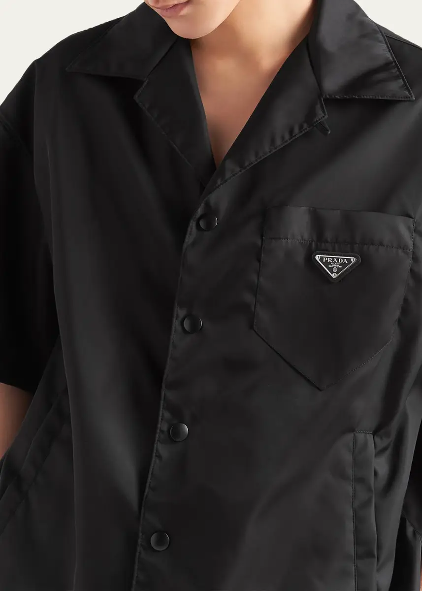 Prada Men's Re-Nylon Bowling Shirt | Thumbnail 4 Prada Men's Re-Nylon Bowling Shirt | Thumbnail 4