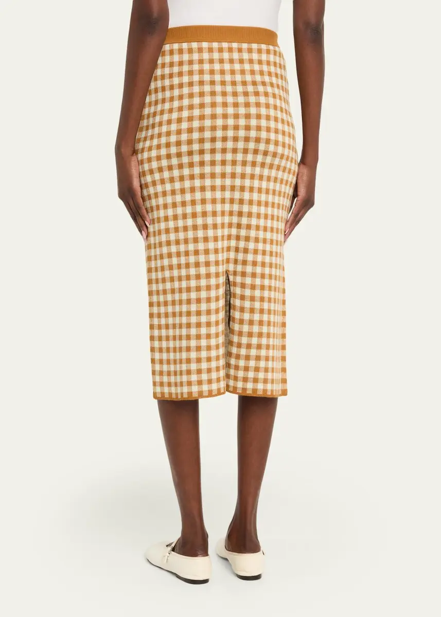 Guest In Residence Gingham Silk-Linen Midi Skirt | Thumbnail 3 Guest In Residence Gingham Silk-Linen Midi Skirt | Thumbnail 3