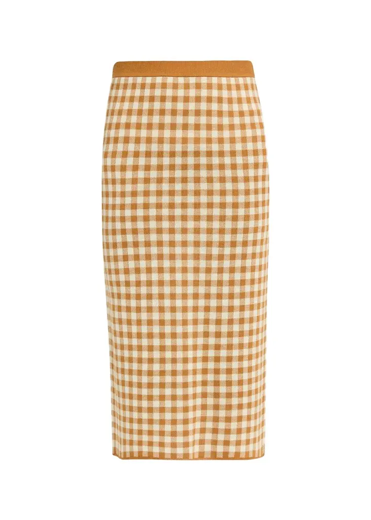 Gingham Silk-Linen Midi Skirt Gingham Silk-Linen Midi Skirt