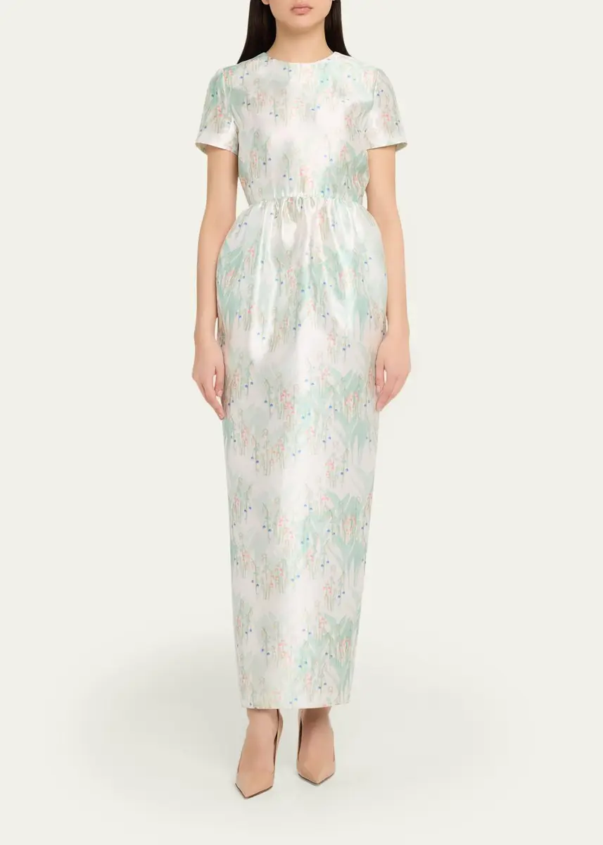 BERNADETTE Lexi Floral Satin Empire-Waist Column Maxi Dress | Thumbnail 6 BERNADETTE Lexi Floral Satin Empire-Waist Column Maxi Dress | Thumbnail 6