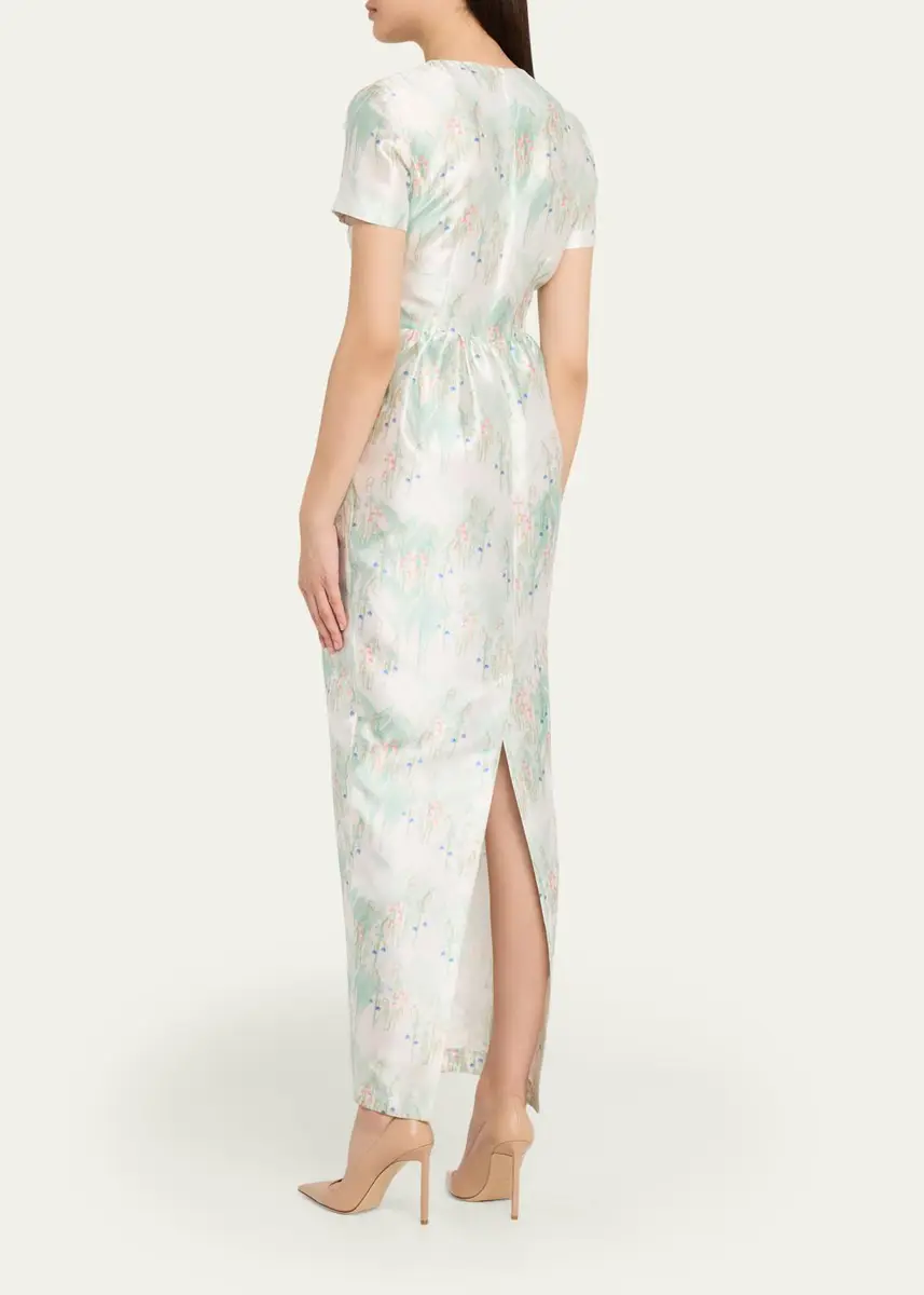BERNADETTE Lexi Floral Satin Empire-Waist Column Maxi Dress | Thumbnail 7 BERNADETTE Lexi Floral Satin Empire-Waist Column Maxi Dress | Thumbnail 7