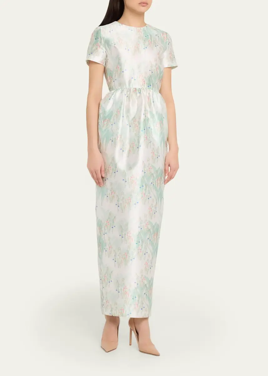 BERNADETTE Lexi Floral Satin Empire-Waist Column Maxi Dress | Thumbnail 8 BERNADETTE Lexi Floral Satin Empire-Waist Column Maxi Dress | Thumbnail 8