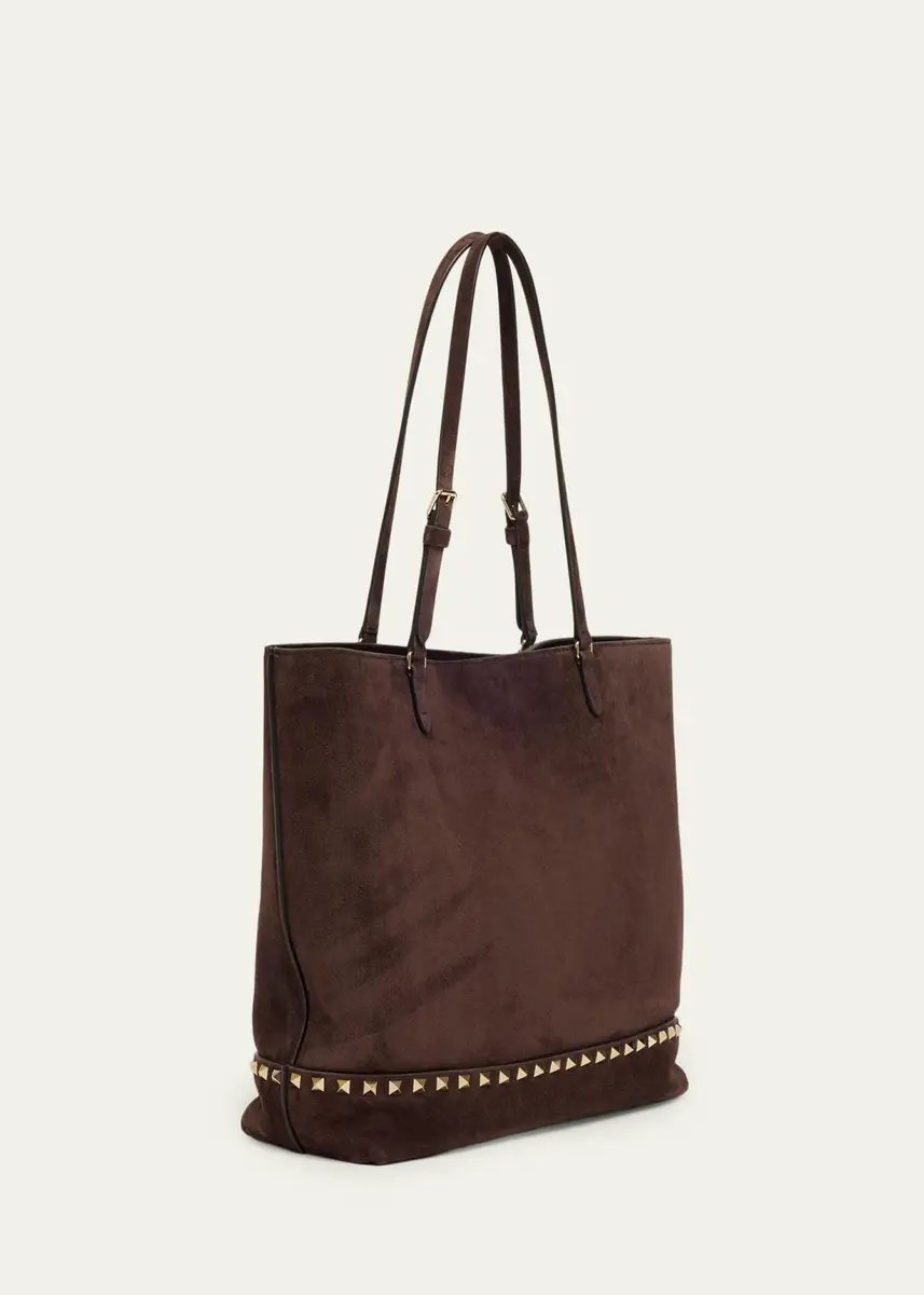 Valentino Garavani Medium Rockstud Suede Tote Bag | Thumbnail 3 Valentino Garavani Medium Rockstud Suede Tote Bag | Thumbnail 3