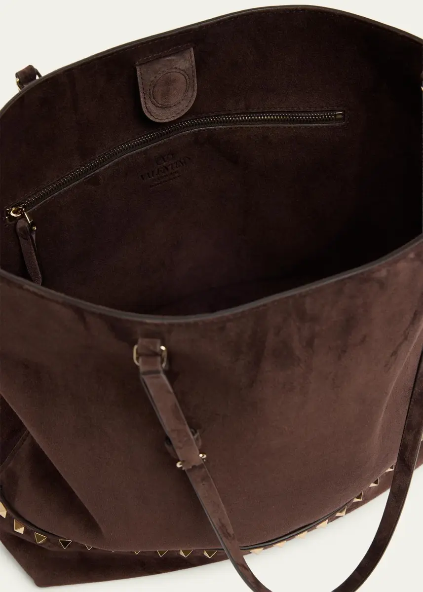 Valentino Garavani Medium Rockstud Suede Tote Bag | Thumbnail 4 Valentino Garavani Medium Rockstud Suede Tote Bag | Thumbnail 4