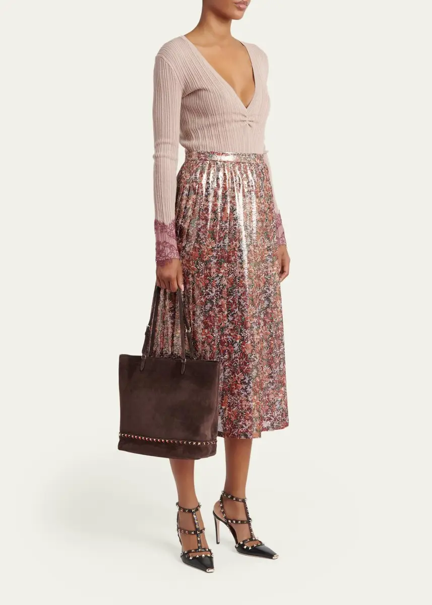 Valentino Garavani Medium Rockstud Suede Tote Bag | Thumbnail 5 Valentino Garavani Medium Rockstud Suede Tote Bag | Thumbnail 5