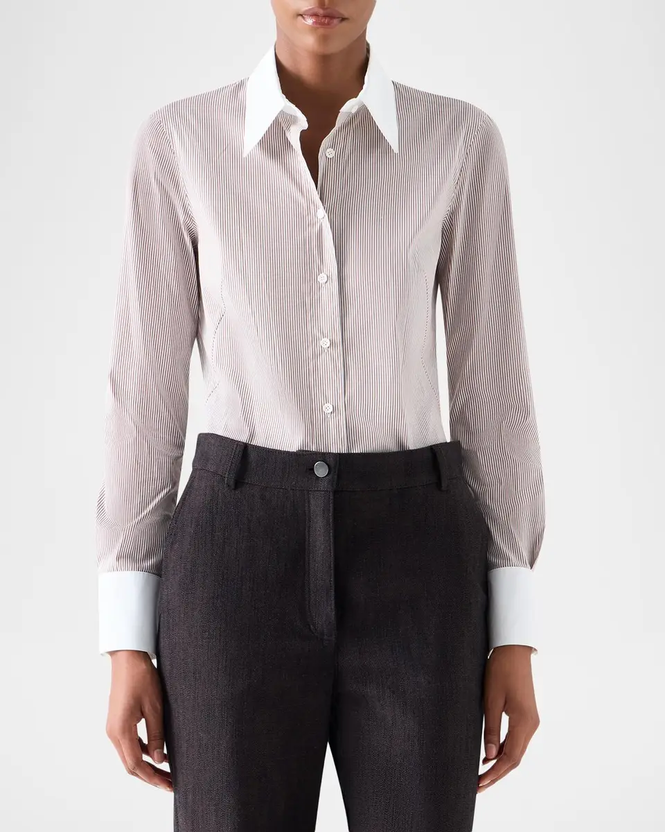 Akris punto Stripe Stretch Cotton Poplin Shirt | Thumbnail 4 Akris punto Stripe Stretch Cotton Poplin Shirt | Thumbnail 4