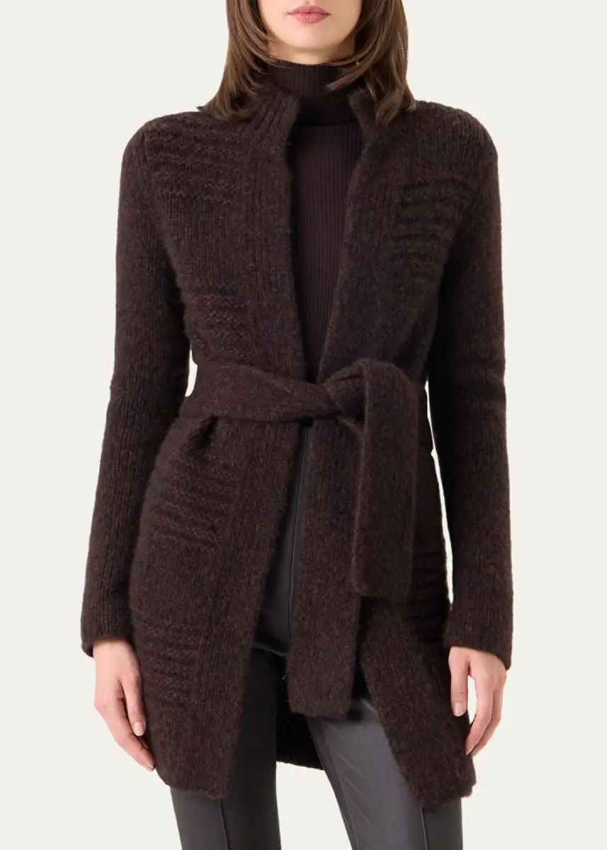 Akris Rib Mouline Cashmere-Silk Open Cardigan | Thumbnail 4