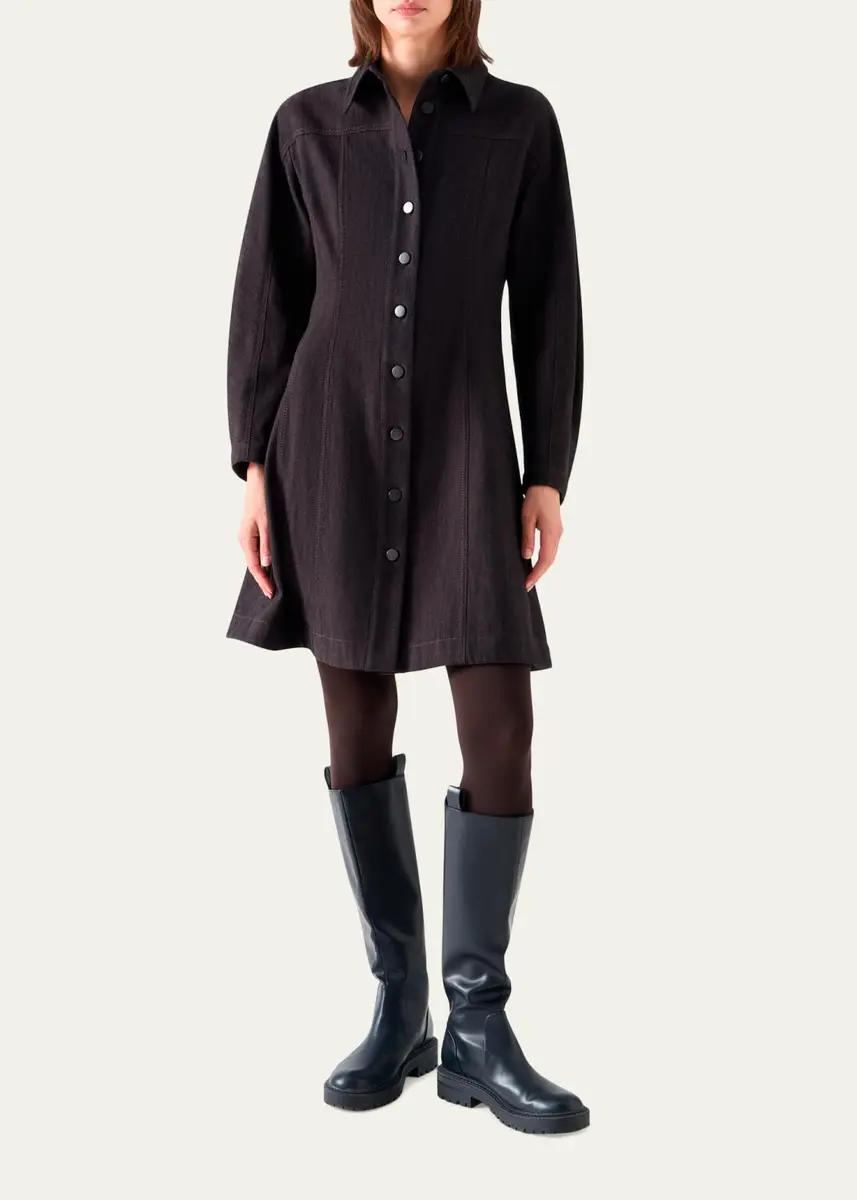 Akris punto Panel Winter Denim Shirtdress | Thumbnail 2 Akris punto Panel Winter Denim Shirtdress | Thumbnail 2