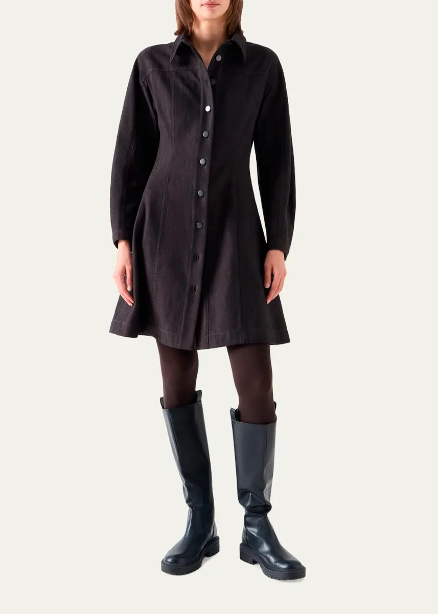 Akris punto Panel Winter Denim Shirtdress | Thumbnail 4 Akris punto Panel Winter Denim Shirtdress | Thumbnail 4