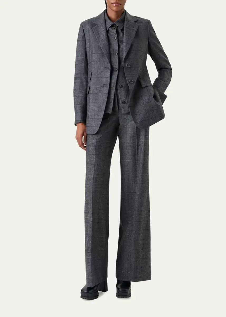 Akris Fior Prince of Whales Wool Flannel Wide-Leg Pants | Thumbnail 2 Akris Fior Prince of Whales Wool Flannel Wide-Leg Pants | Thumbnail 2