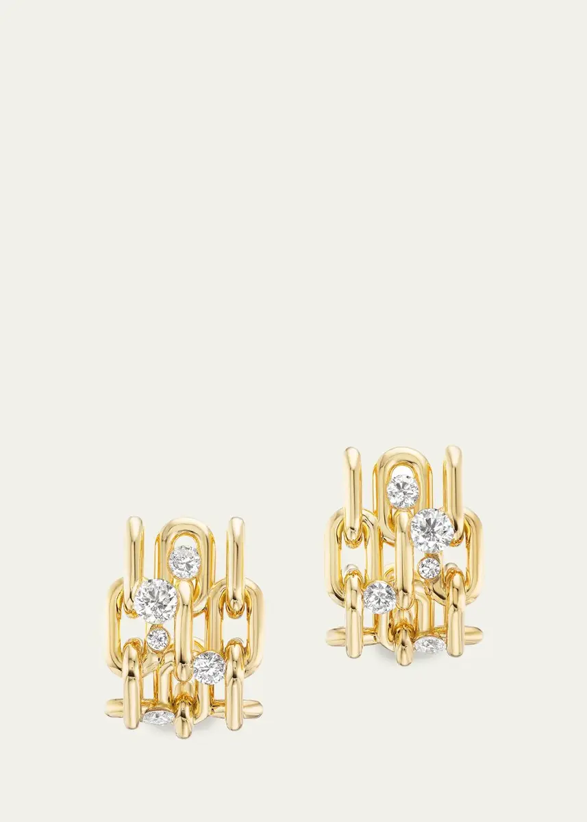 Uniform Object 18K Gold & 1.16 TCW Diamond Power Stack Hoop Earrings | Thumbnail 2