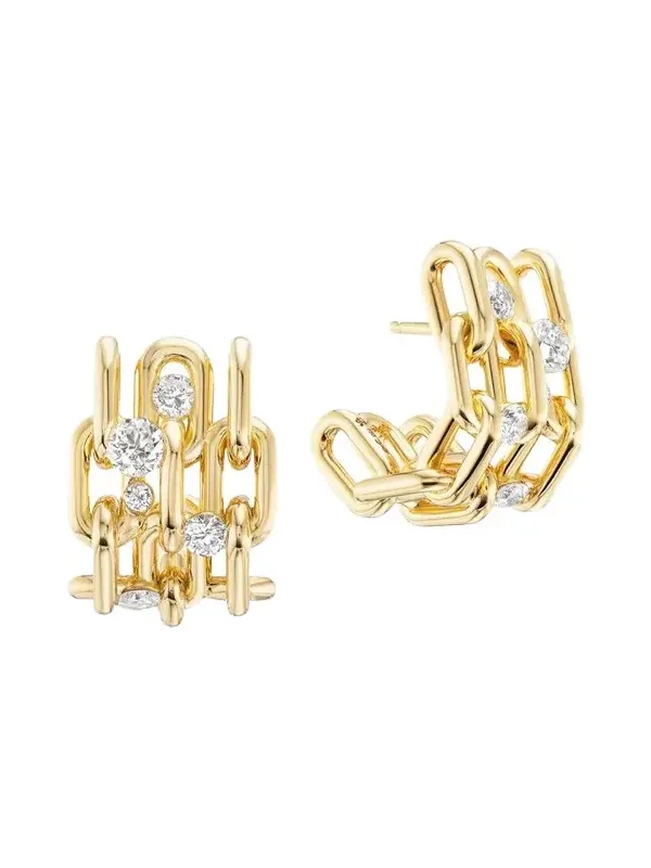 18K Gold & 1.16 TCW Diamond Power Stack Hoop Earrings