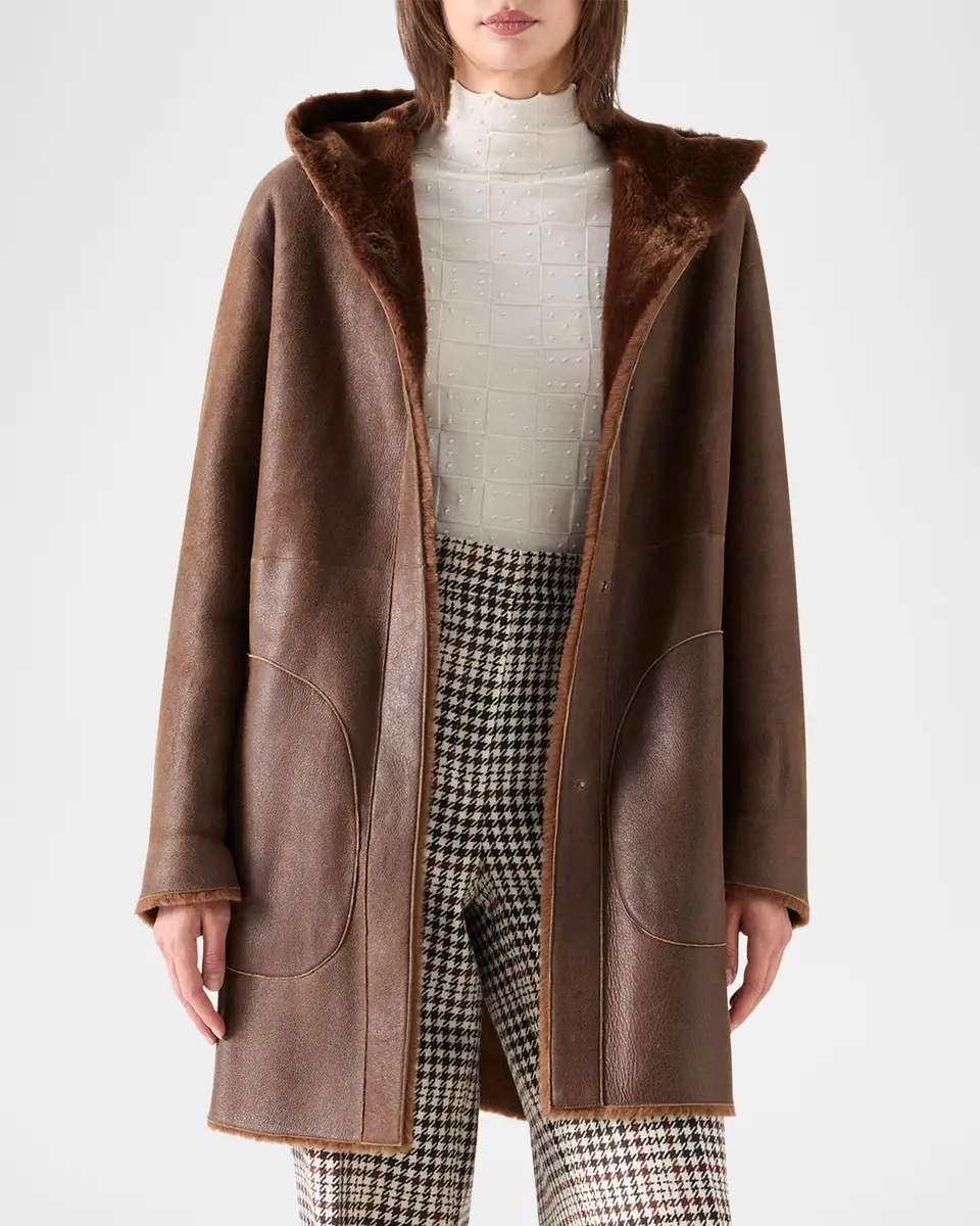 Akris punto Hooded Shearling Oversized Coat | Thumbnail 8 Akris punto Hooded Shearling Oversized Coat | Thumbnail 8