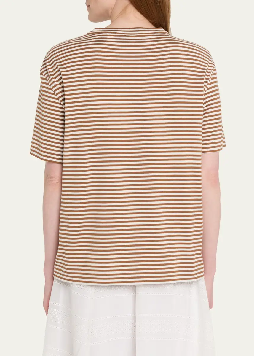 Brunello Cucinelli Monili Trim Striped Cotton T-Shirt | Thumbnail 3