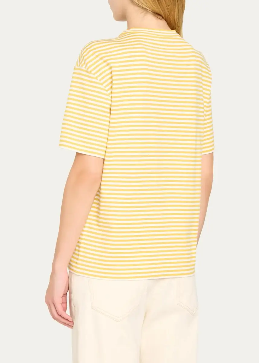 Brunello Cucinelli Monili Trim Striped Cotton T-Shirt | Thumbnail 7
