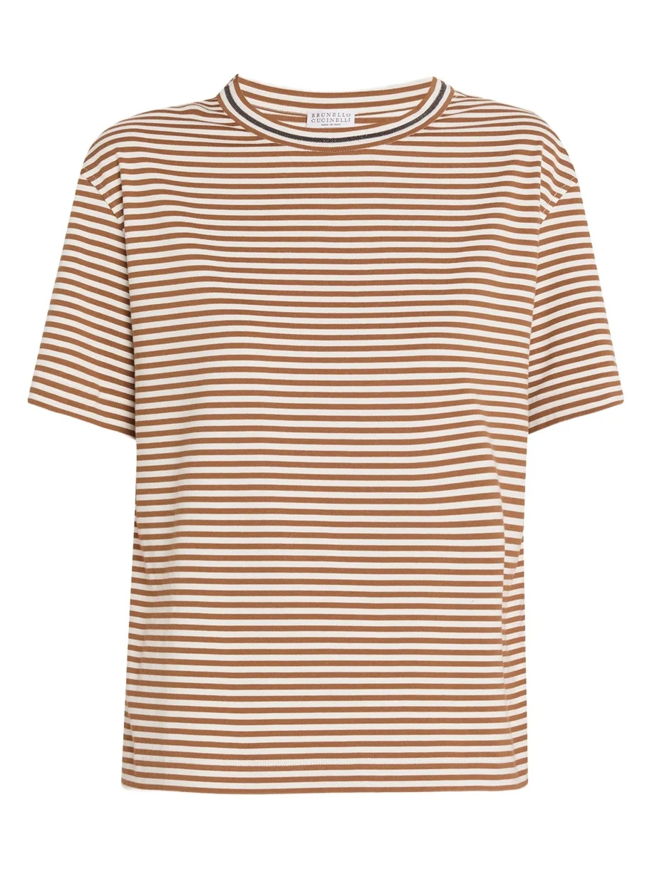 Monili Trim Striped Cotton T-Shirt Monili Trim Striped Cotton T-Shirt