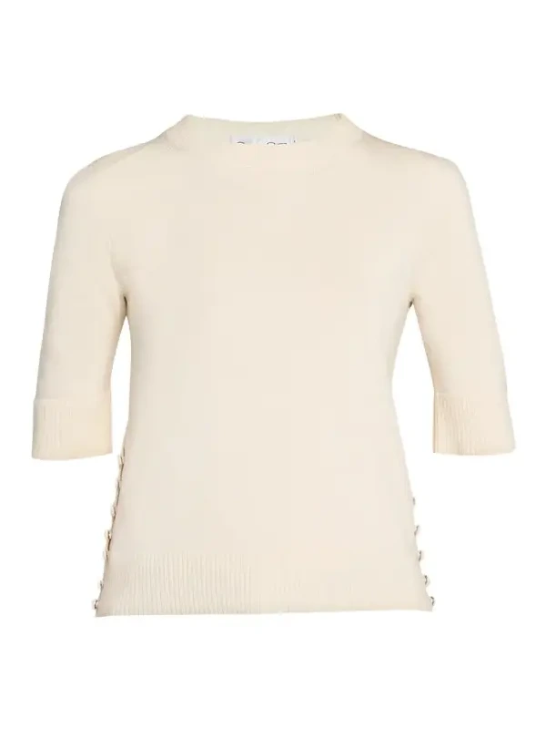 Short-Sleeve Button-Side Crewneck Sweater Short-Sleeve Button-Side Crewneck Sweater