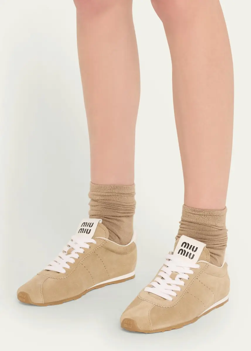 Miu Miu Suede Bicolor Retro Trainer Sneakers | Thumbnail 2 Miu Miu Suede Bicolor Retro Trainer Sneakers | Thumbnail 2