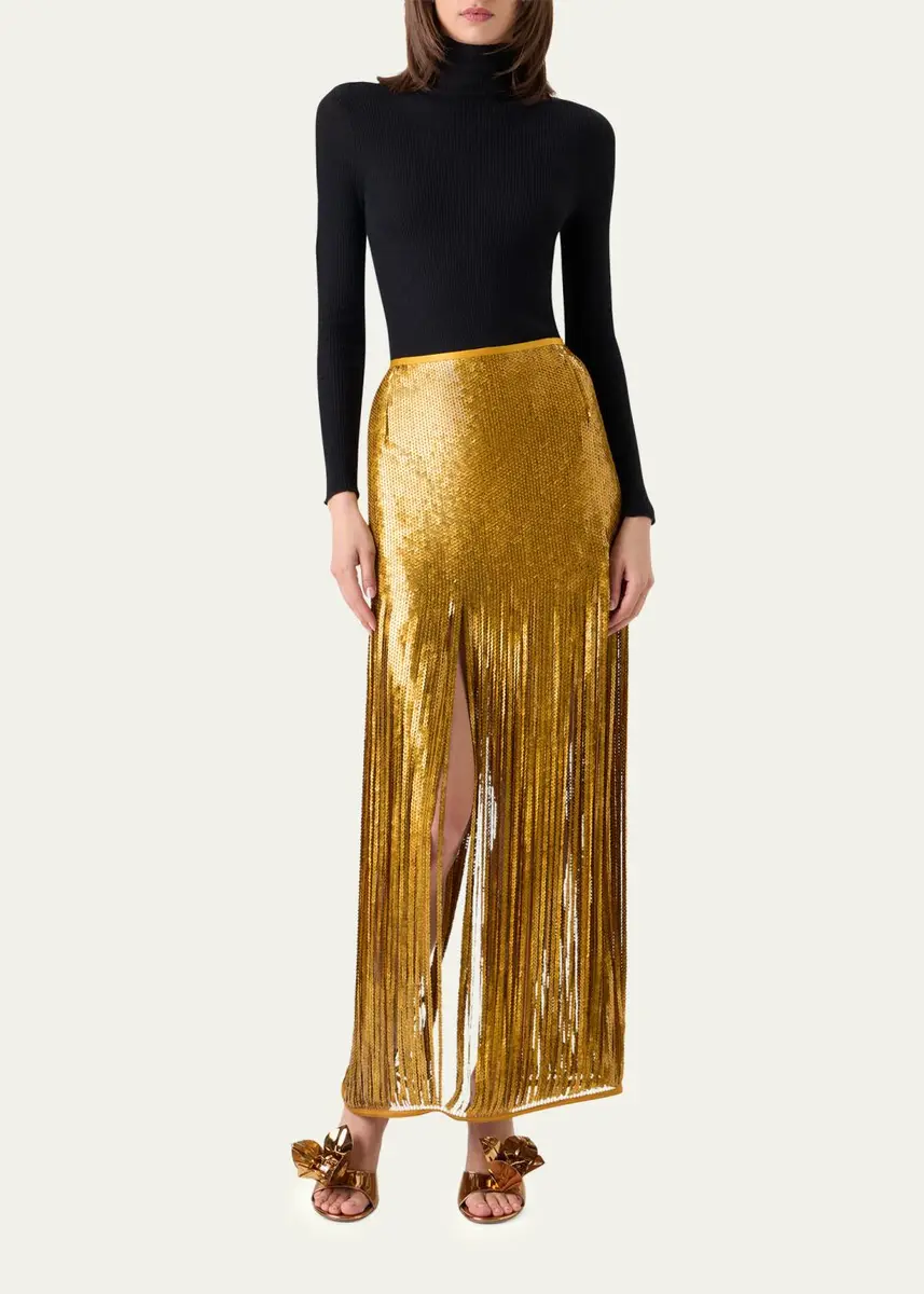 Akris Sequined Fringe Midi Skirt | Thumbnail 2