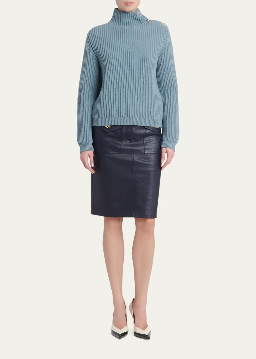 Ferragamo Gancini Clasp Shoulder Wool Turtleneck Sweater | Thumbnail 2 Ferragamo Gancini Clasp Shoulder Wool Turtleneck Sweater | Thumbnail 2