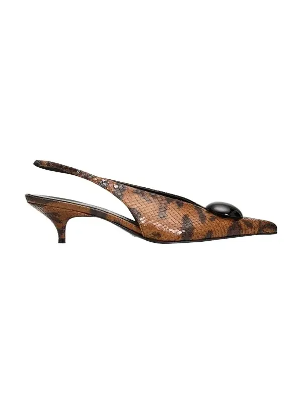 Dome Slash 20MM Python-Embossed Leather Slingback Pumps Dome Slash 20MM Python-Embossed Leather Slingback Pumps