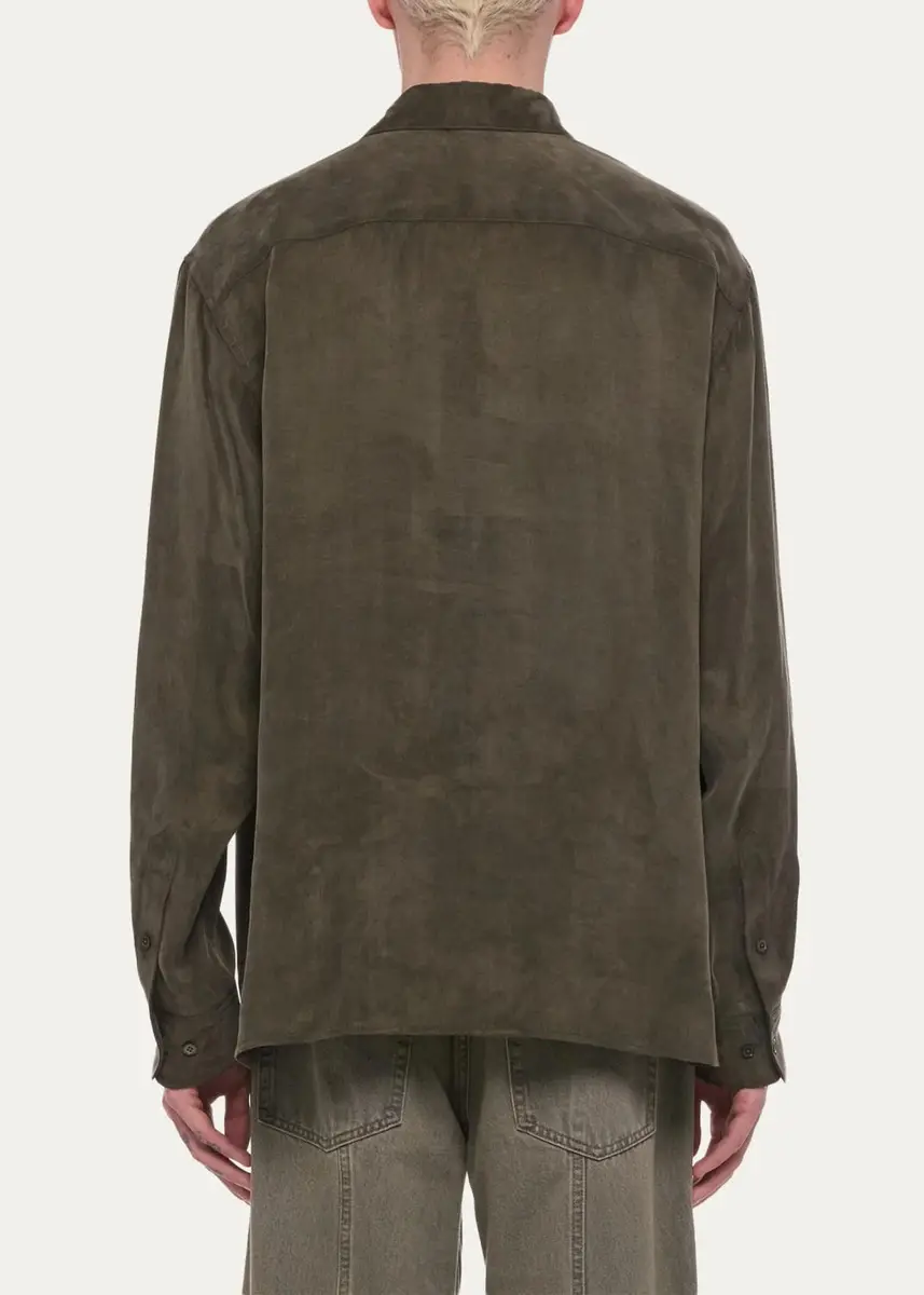 Helmut Lang Men's Fluid Lyocell and Viscose Button-Down Shirt | Thumbnail 2 Helmut Lang Men's Fluid Lyocell and Viscose Button-Down Shirt | Thumbnail 2