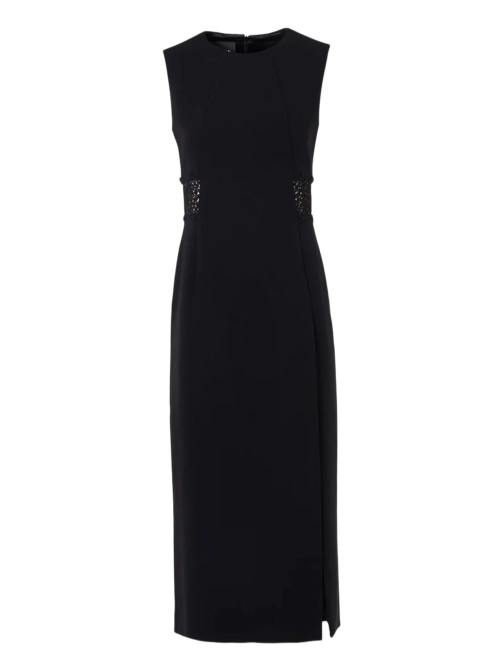 Sleeveless Lace-Inset Wool Double-Face Midi Dress