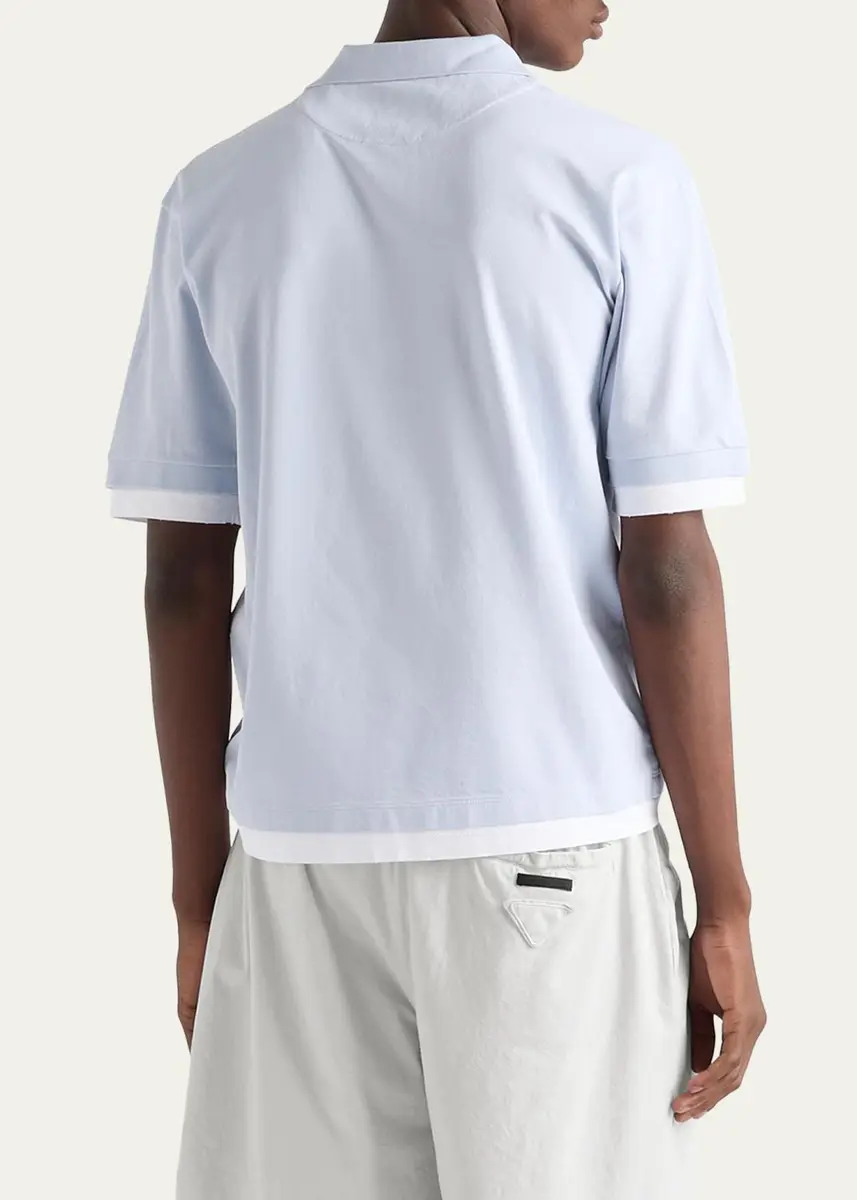 Prada Men's Double-Layer Polo Shirt | Thumbnail 3 Prada Men's Double-Layer Polo Shirt | Thumbnail 3