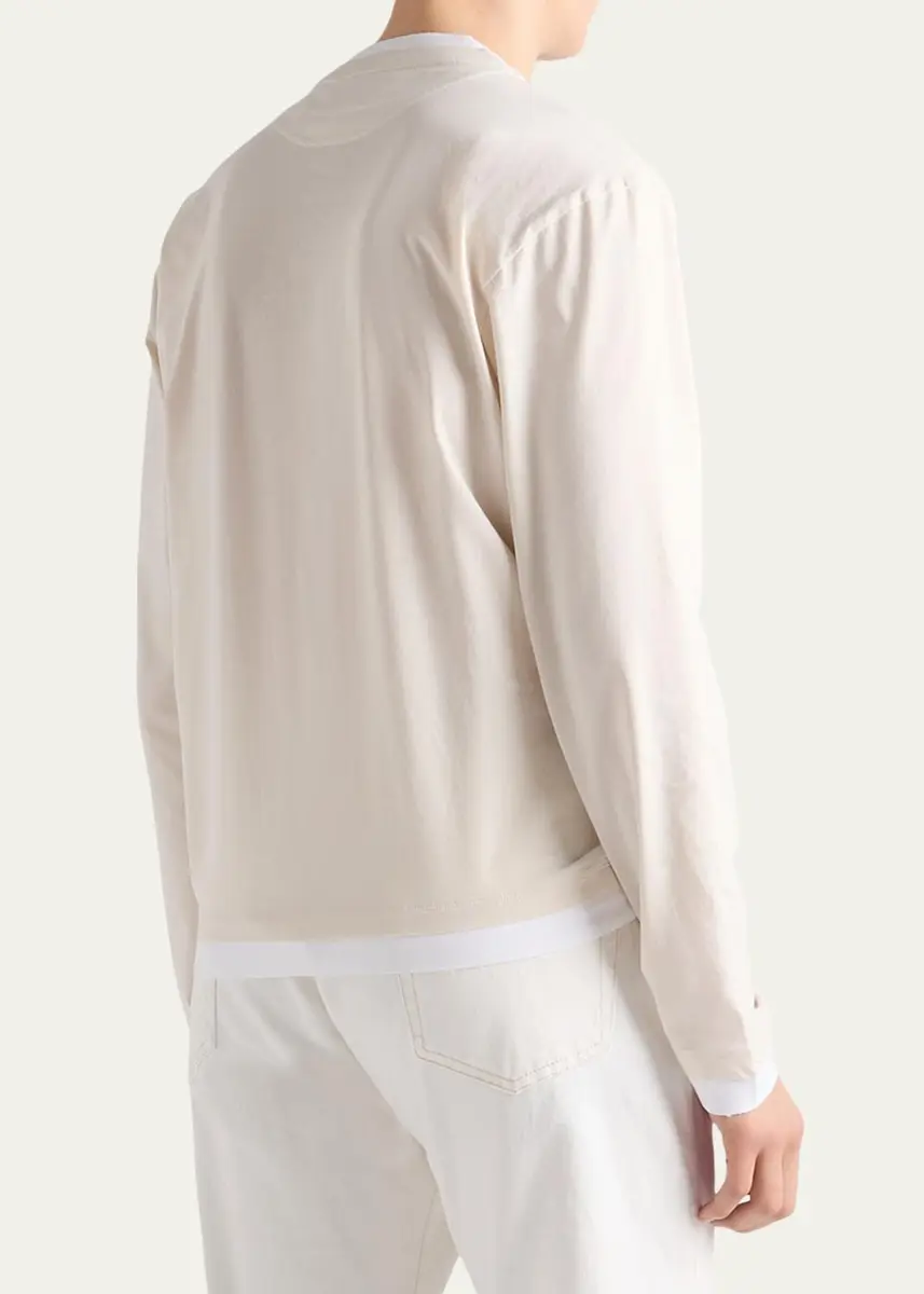 Prada Men's Jersey Long-Sleeve Crewneck T-Shirt | Thumbnail 3