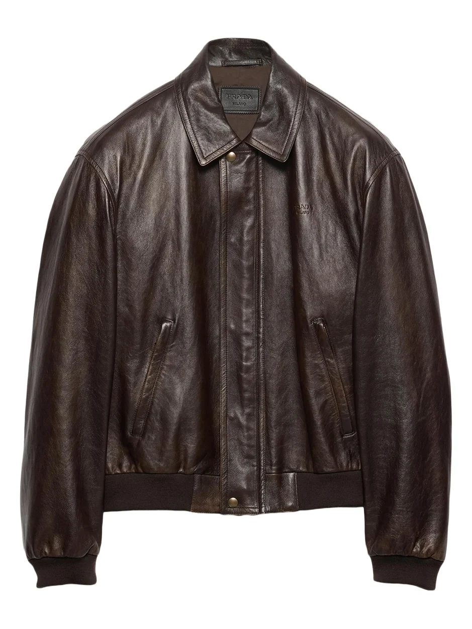 Prada Men's Napa Leather Full-Zip Jacket
