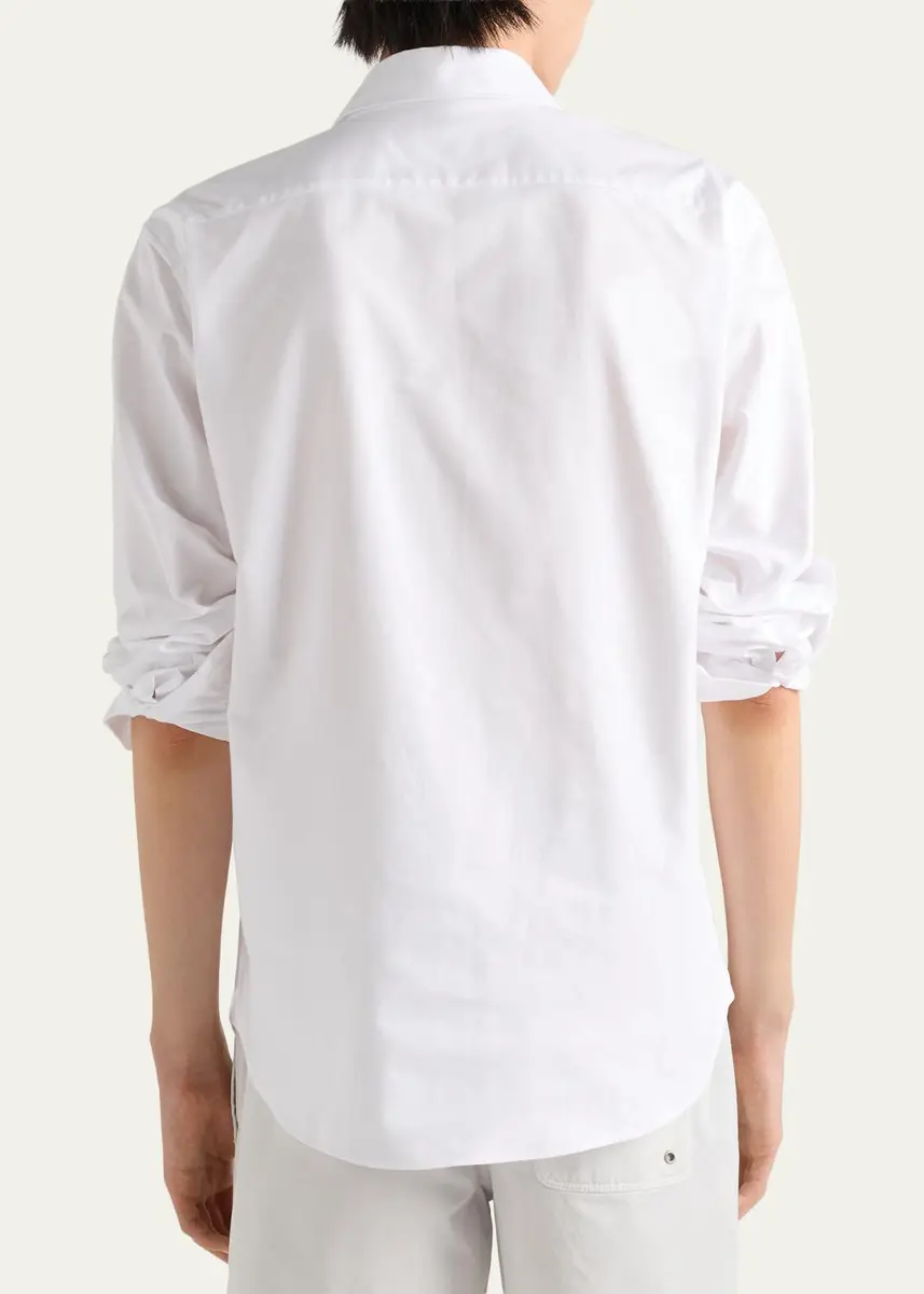 Prada Men's Cotton Oxford Embroidered-Logo Shirt | Thumbnail 3 Prada Men's Cotton Oxford Embroidered-Logo Shirt | Thumbnail 3