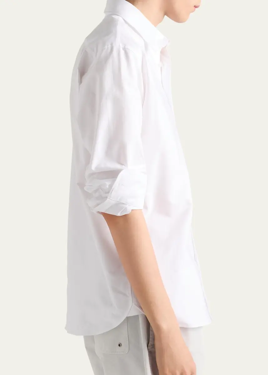 Prada Men's Cotton Oxford Embroidered-Logo Shirt | Thumbnail 4 Prada Men's Cotton Oxford Embroidered-Logo Shirt | Thumbnail 4