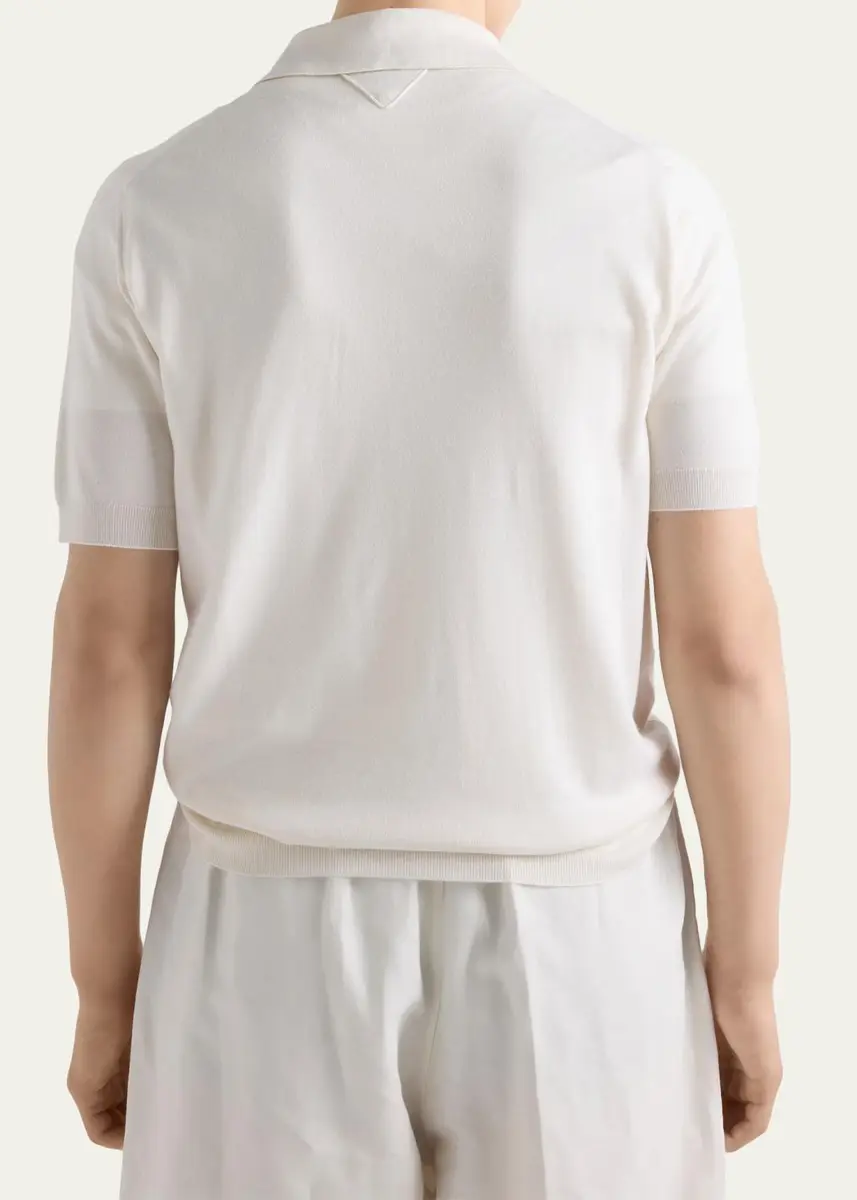 Prada Men's Cashmere and Silk Knit Short-Sleeve Polo Shirt | Thumbnail 3 Prada Men's Cashmere and Silk Knit Short-Sleeve Polo Shirt | Thumbnail 3