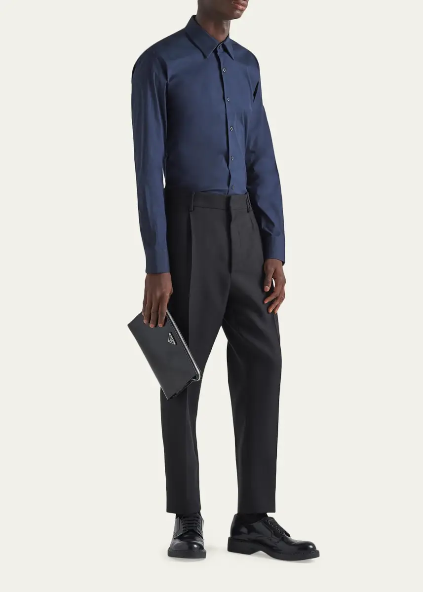 Prada Men's Poplin Stretch Sport Shirt | Thumbnail 2 Prada Men's Poplin Stretch Sport Shirt | Thumbnail 2