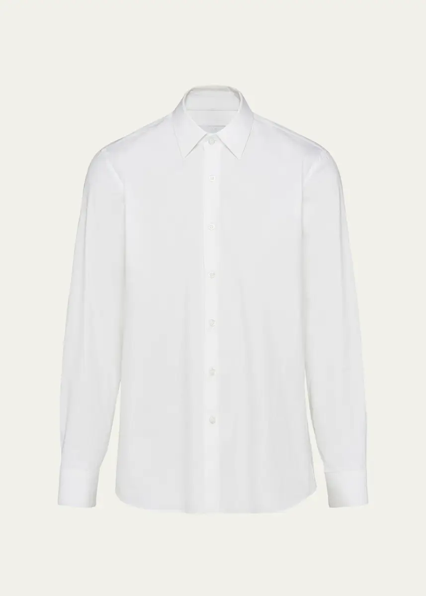 Prada Men's Poplin Stretch Sport Shirt | Thumbnail 6 Prada Men's Poplin Stretch Sport Shirt | Thumbnail 6