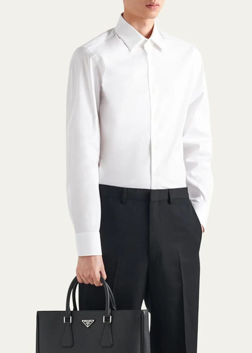 Prada Men's Poplin Stretch Sport Shirt | Thumbnail 9 Prada Men's Poplin Stretch Sport Shirt | Thumbnail 9