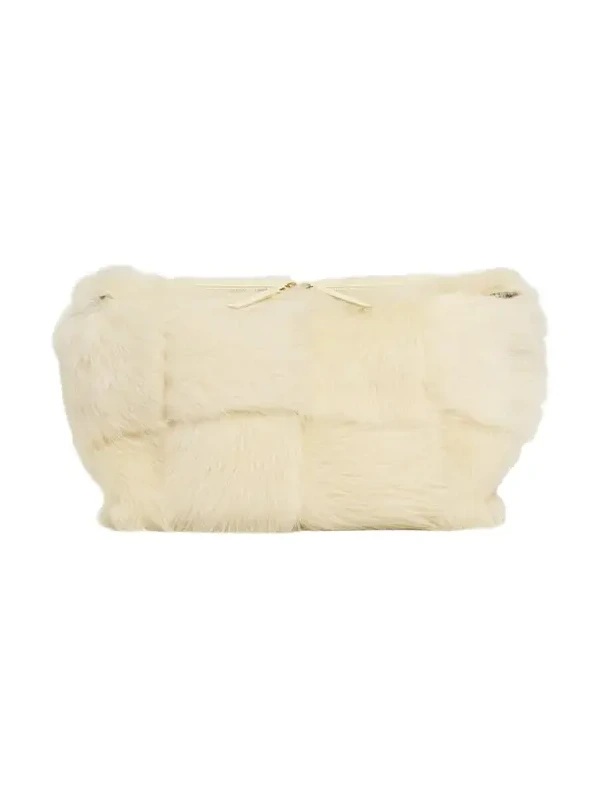Bottega Veneta Cabat Check Shearling Clutch Bag