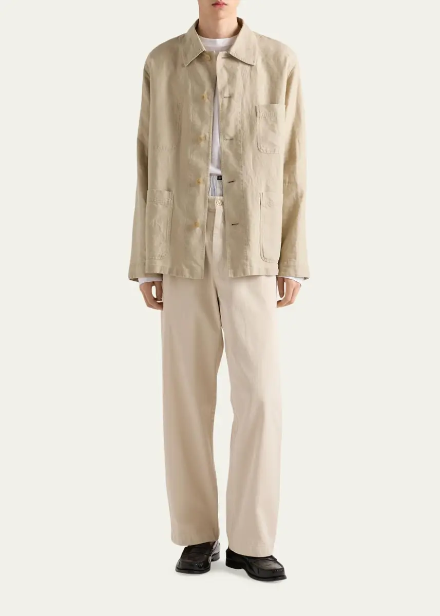 Prada Men's Washed Linen Safari Jacket | Thumbnail 2 Prada Men's Washed Linen Safari Jacket | Thumbnail 2