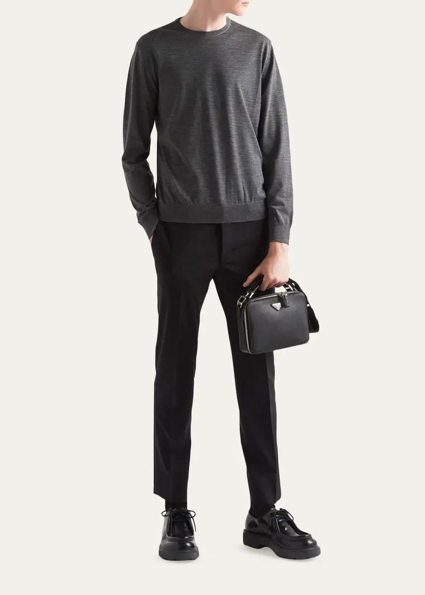 Prada Men's Wool-Stretch Tapered Leg Pants | Thumbnail 2 Prada Men's Wool-Stretch Tapered Leg Pants | Thumbnail 2