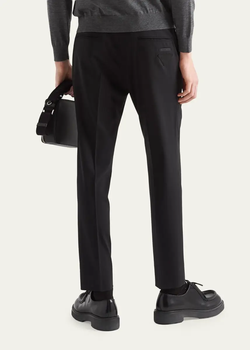 Prada Men's Wool-Stretch Tapered Leg Pants | Thumbnail 3 Prada Men's Wool-Stretch Tapered Leg Pants | Thumbnail 3