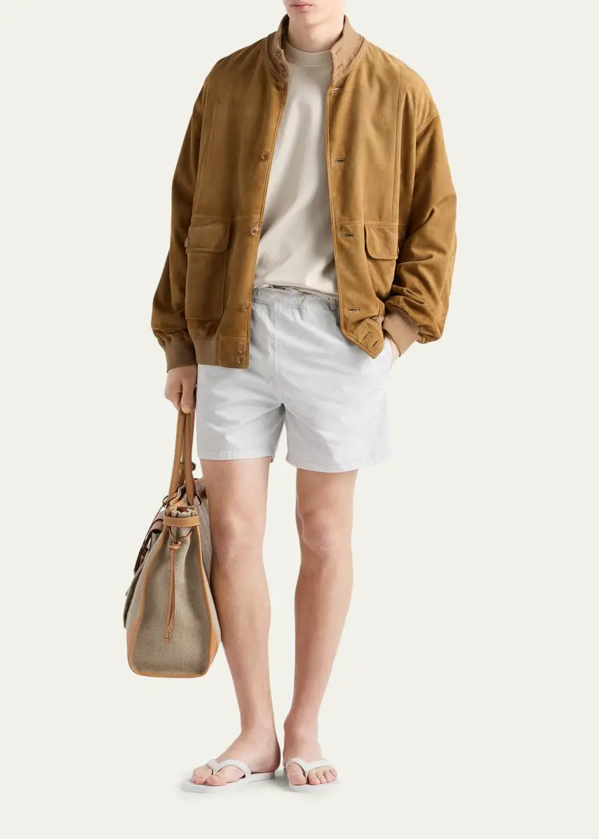 Prada Men's Cotton Twill Stretch Swim Trunks | Thumbnail 2 Prada Men's Cotton Twill Stretch Swim Trunks | Thumbnail 2