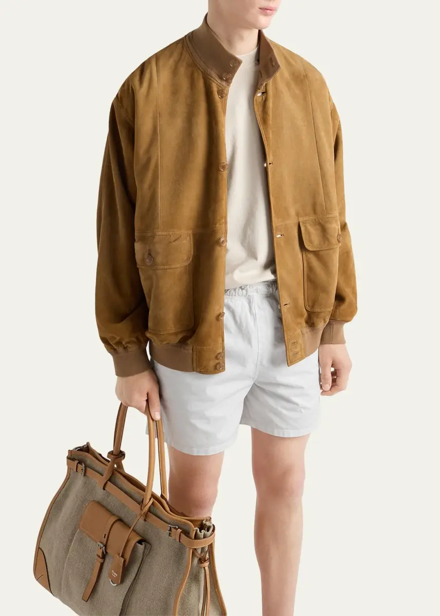 Prada Men's Cotton Twill Stretch Swim Trunks | Thumbnail 4 Prada Men's Cotton Twill Stretch Swim Trunks | Thumbnail 4