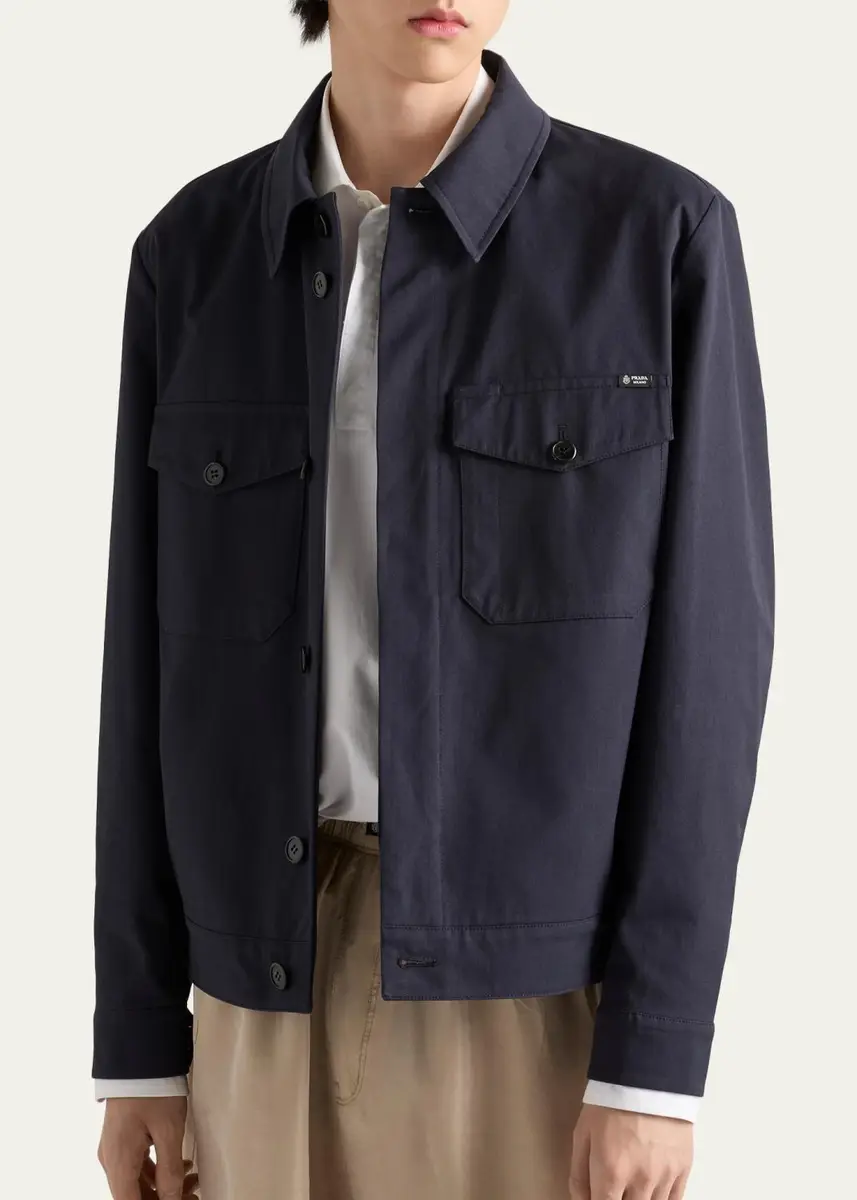 Prada Men's Technical Twill Shirt Jacket | Thumbnail 4 Prada Men's Technical Twill Shirt Jacket | Thumbnail 4